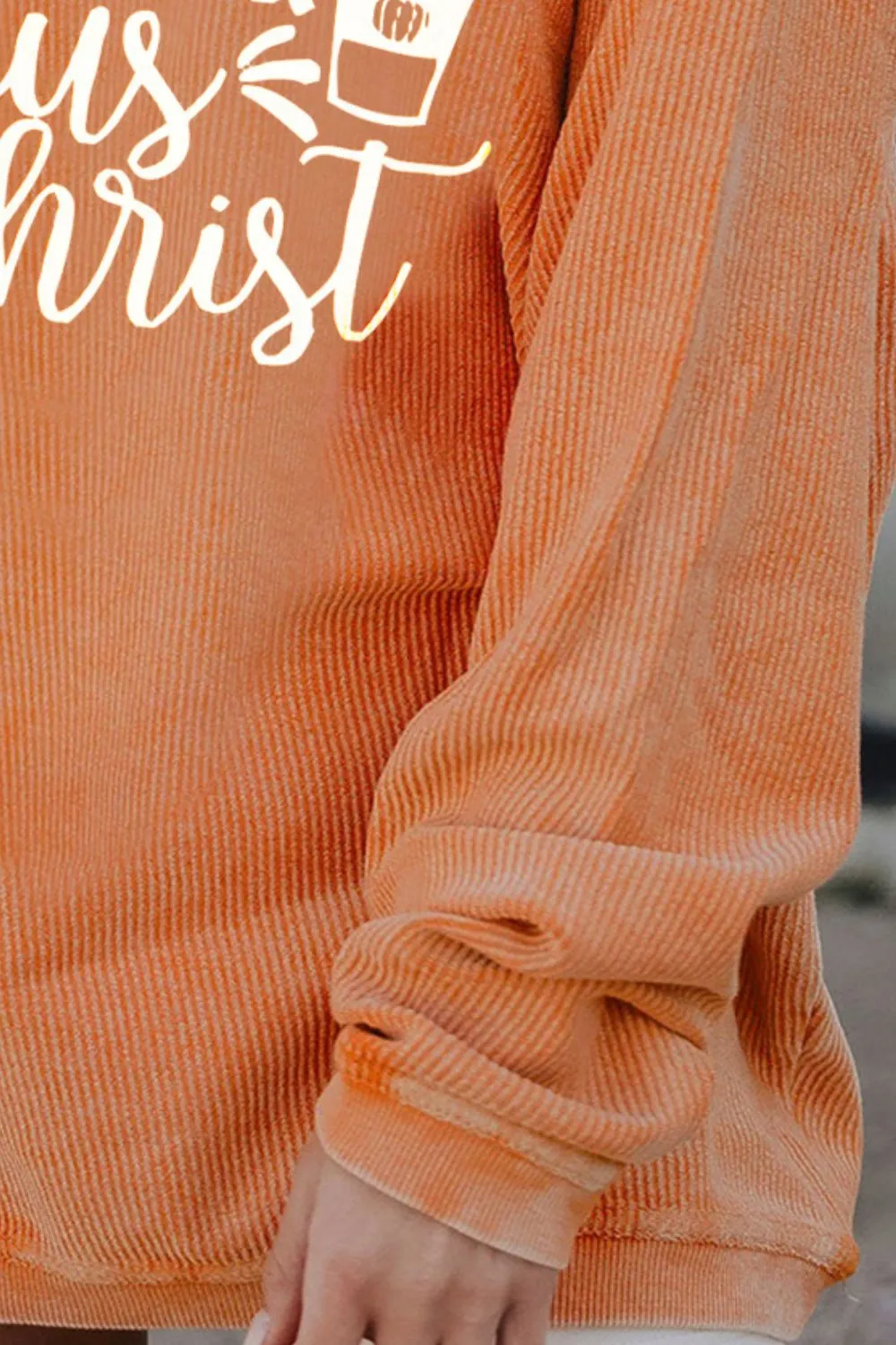 Letter Graphic Round Neck Long Sleeve Oversize Sweatshirt, image 3