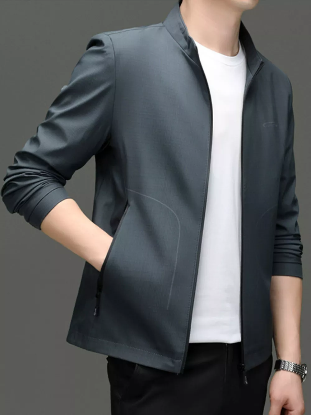 Men's Zip Up Long Sleeve Jacket, image 4