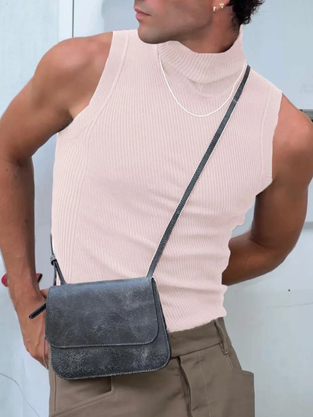 Men's Full Size Turtleneck Slim Tank Plus Size, image 5