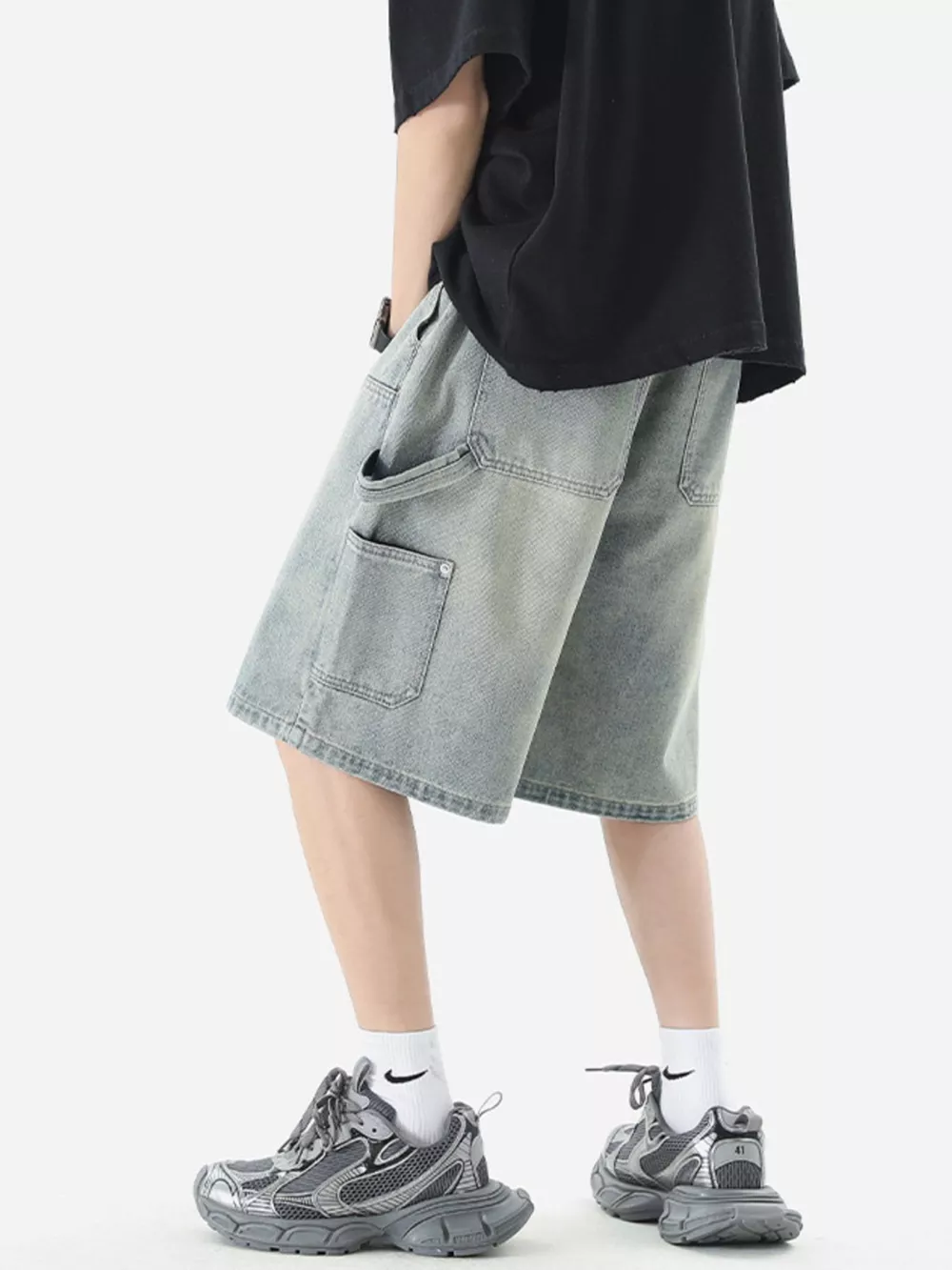 Men's Vintage Wash Denim Shorts, image 5