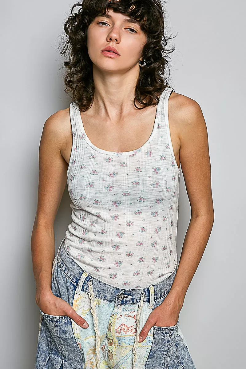 POL All Over Floral Ribbed Tank, image 4