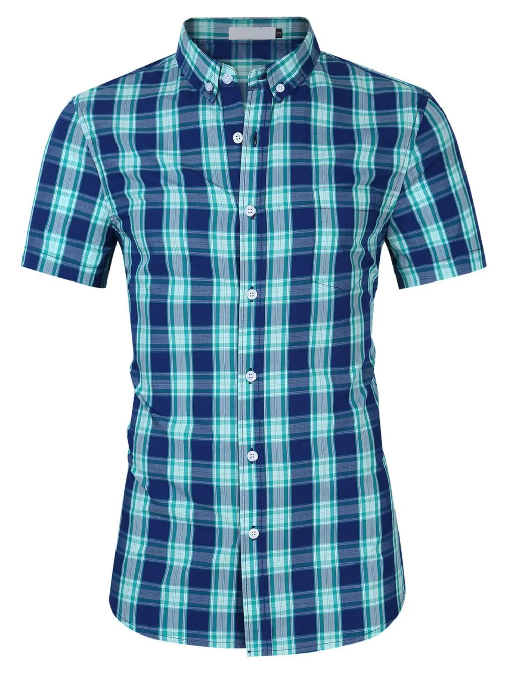 Men's Plaid Collared Neck Short Sleeve Shirt, image 2