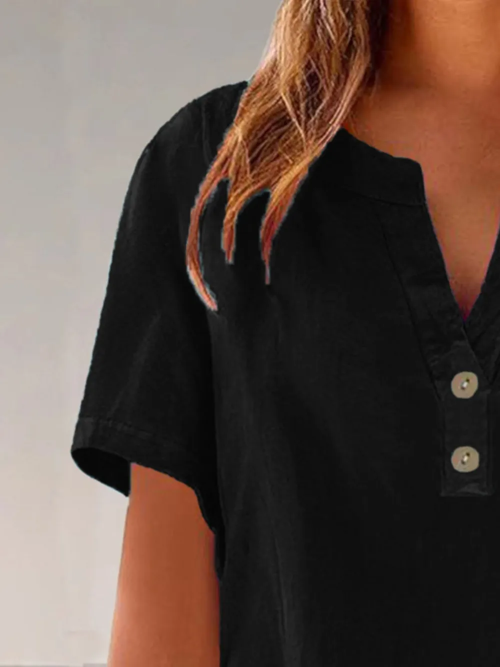 Full Size Notched Short Sleeve Blouse Plus Size, image 12