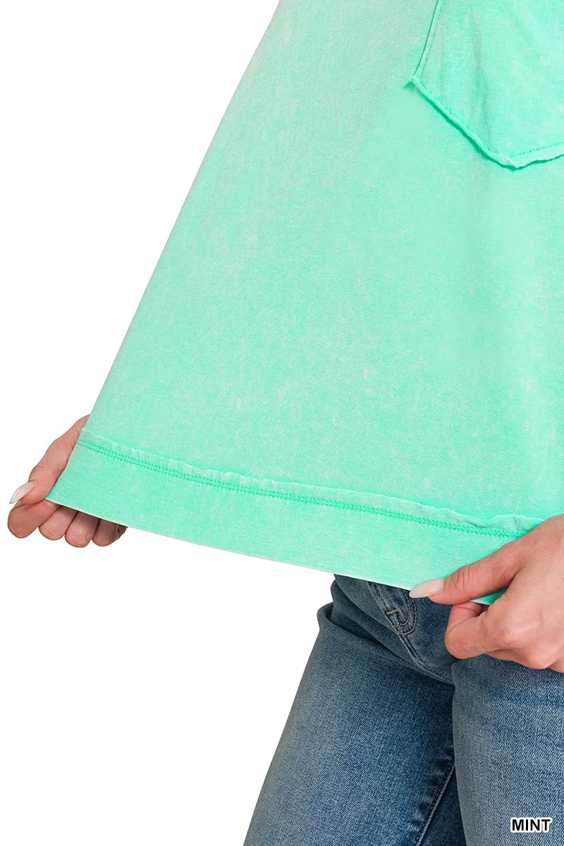Acid Washed Round Neck Short Sleeve Oversized T-Shirt, image 5