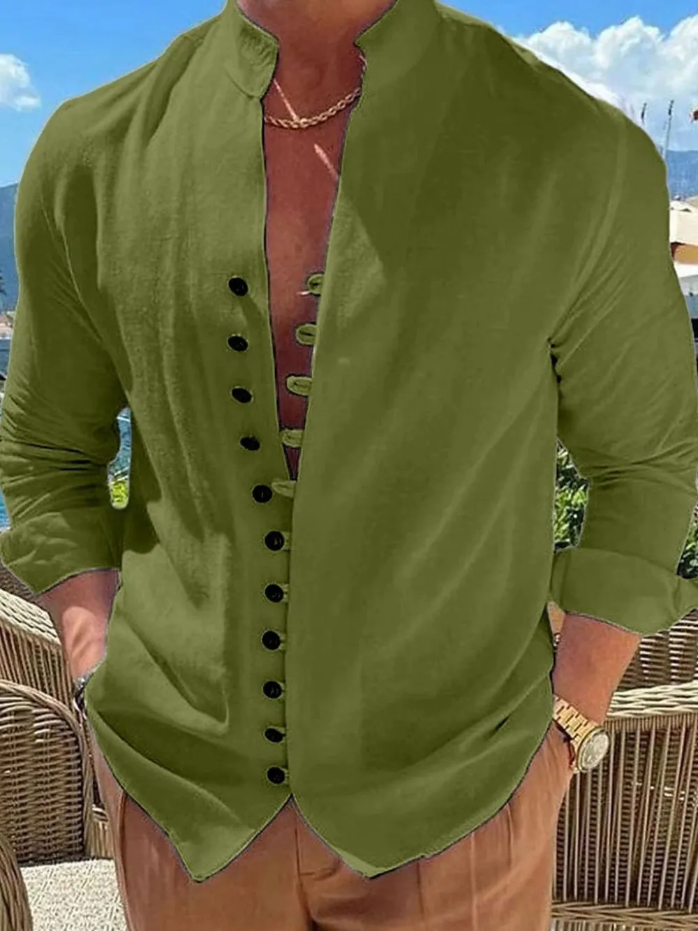 Men's Full Size Button Up Long Sleeve Shirt Plus Size, image 5