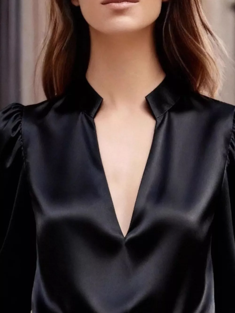 Notched Long Sleeve Blouse, image 2