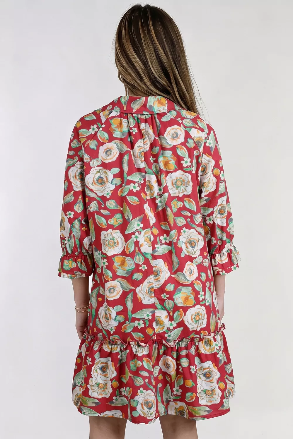 Floral Print Half Sleeve Short Shift Dress, image 2