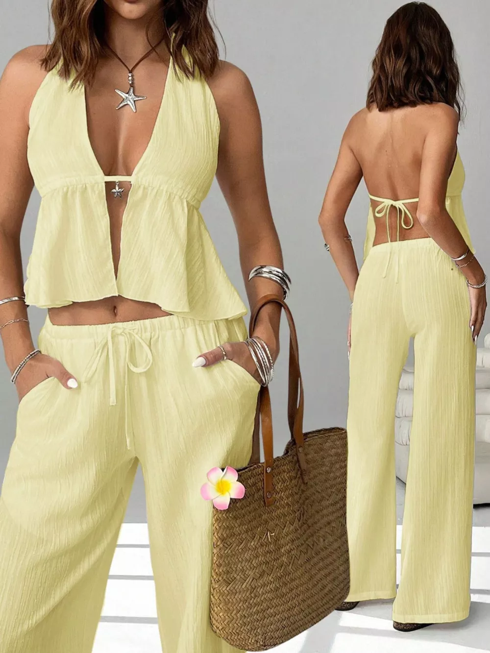 Halter Neck Cami and Pants Set, image 7