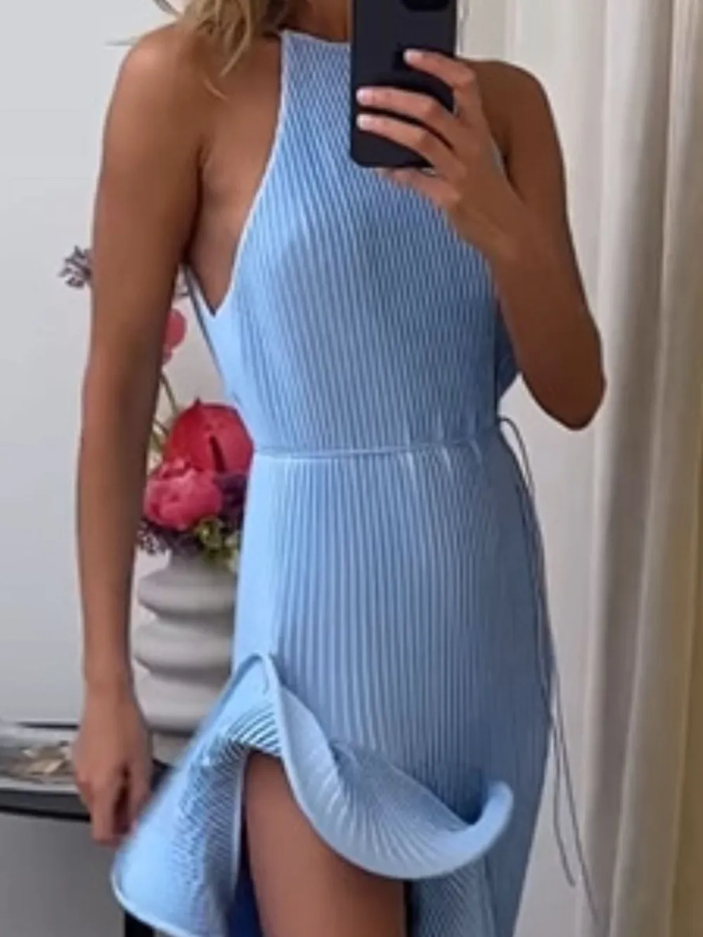 Ruffle Hem Ribbed Sleeveless Dress, image 6