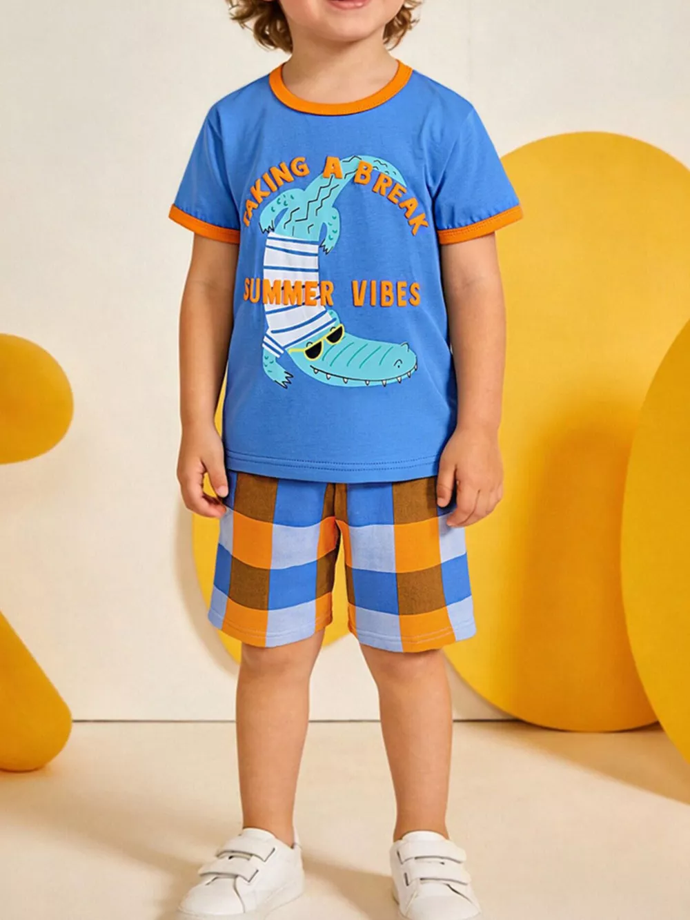 Children's Summer Vibes Crocodile Print Tee and Shorts Set