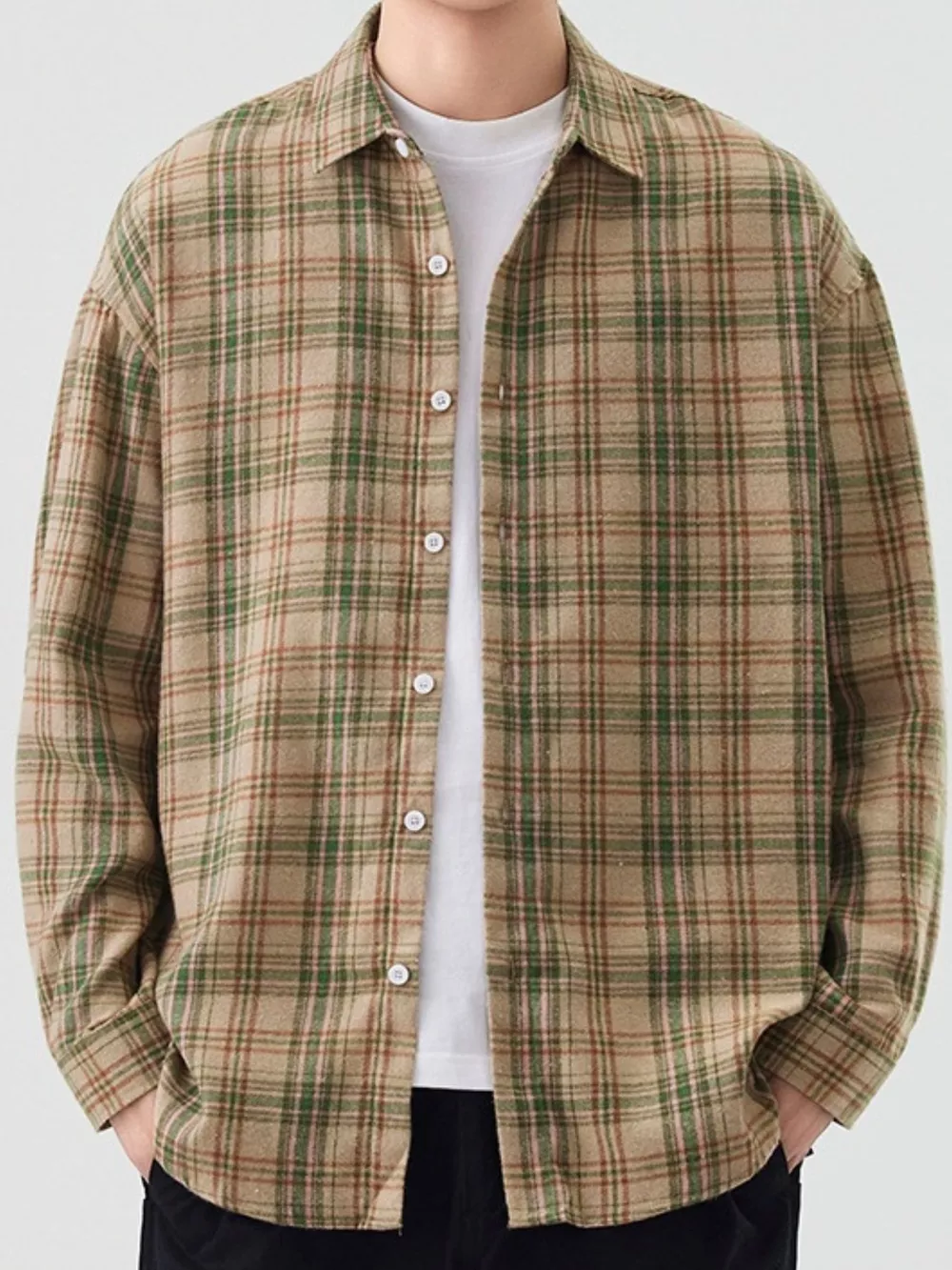 Men's Plus Size Casual Plaid Button Up Shirt, image 5