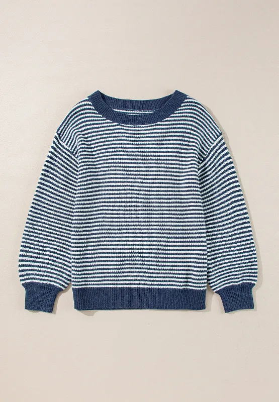 Striped Boat Neck Long Sleeve Sweater, image 5