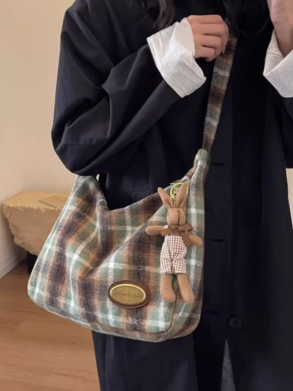 Plaid Pattern Shoulder Crossbody Bag, image 7