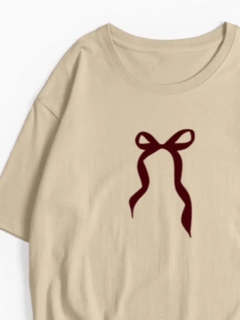 Plus Size Bow Round Neck Short Sleeve T-Shirt, image 10