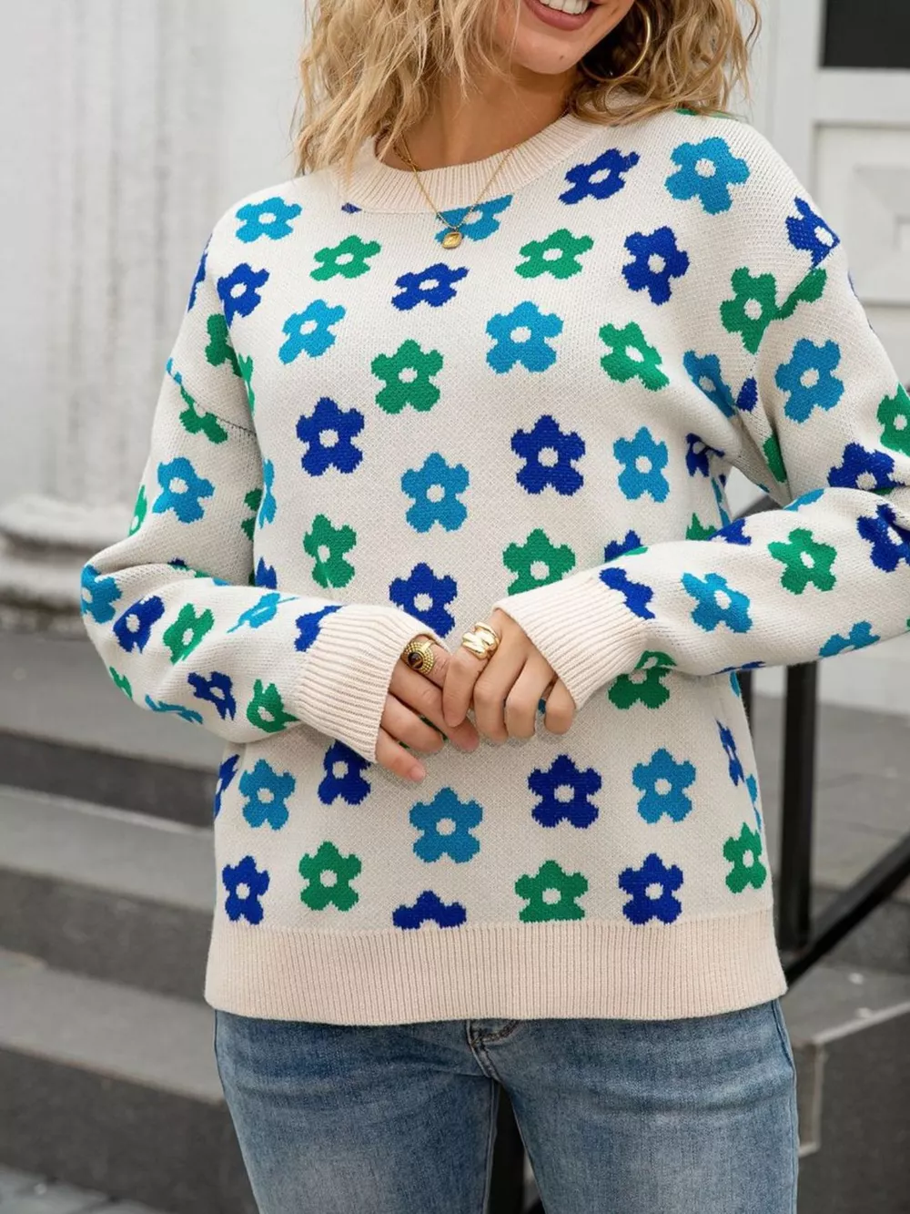 Floral Crew Neck Sweater, image 19