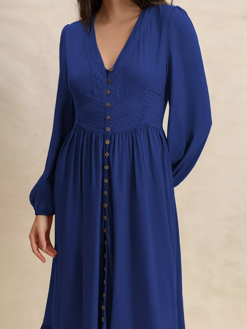 Plus Size Slit V-Neck Long Sleeve Maxi Dress, image 2