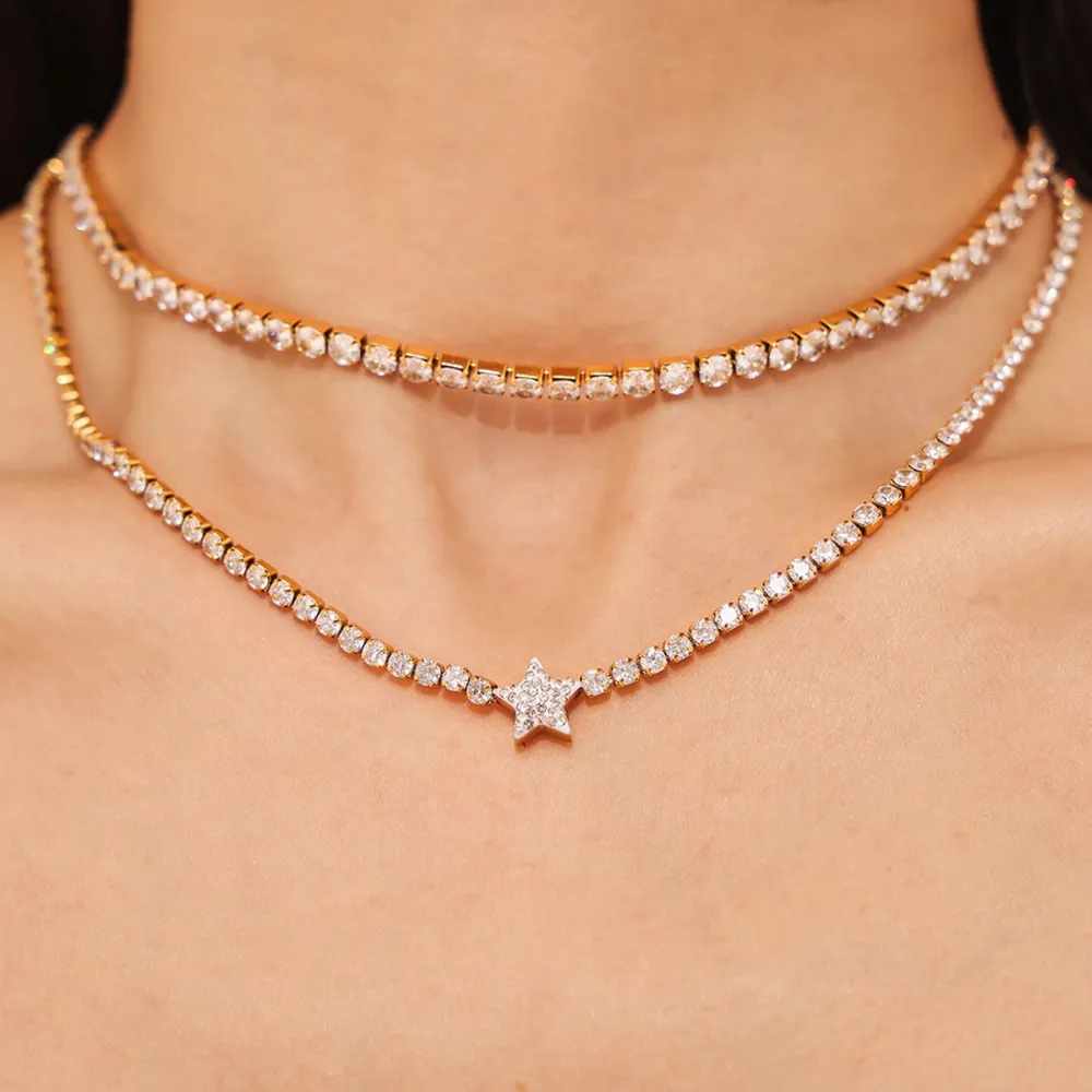 Titanium Steel Zircon Star Necklace, image 3