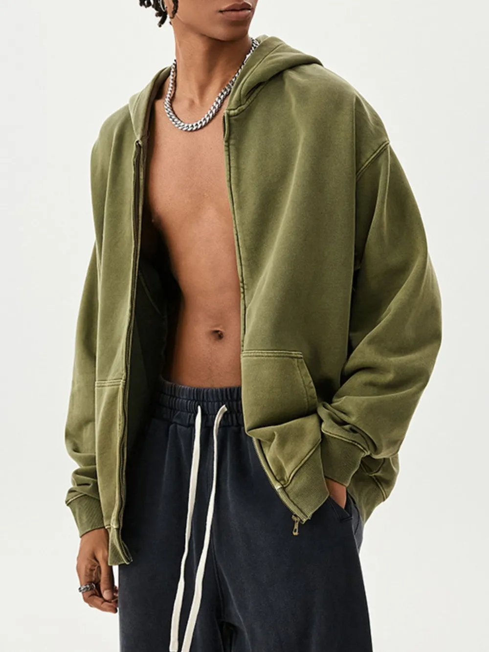 Men's Zip Up Long Sleeve Hoodie, image 2