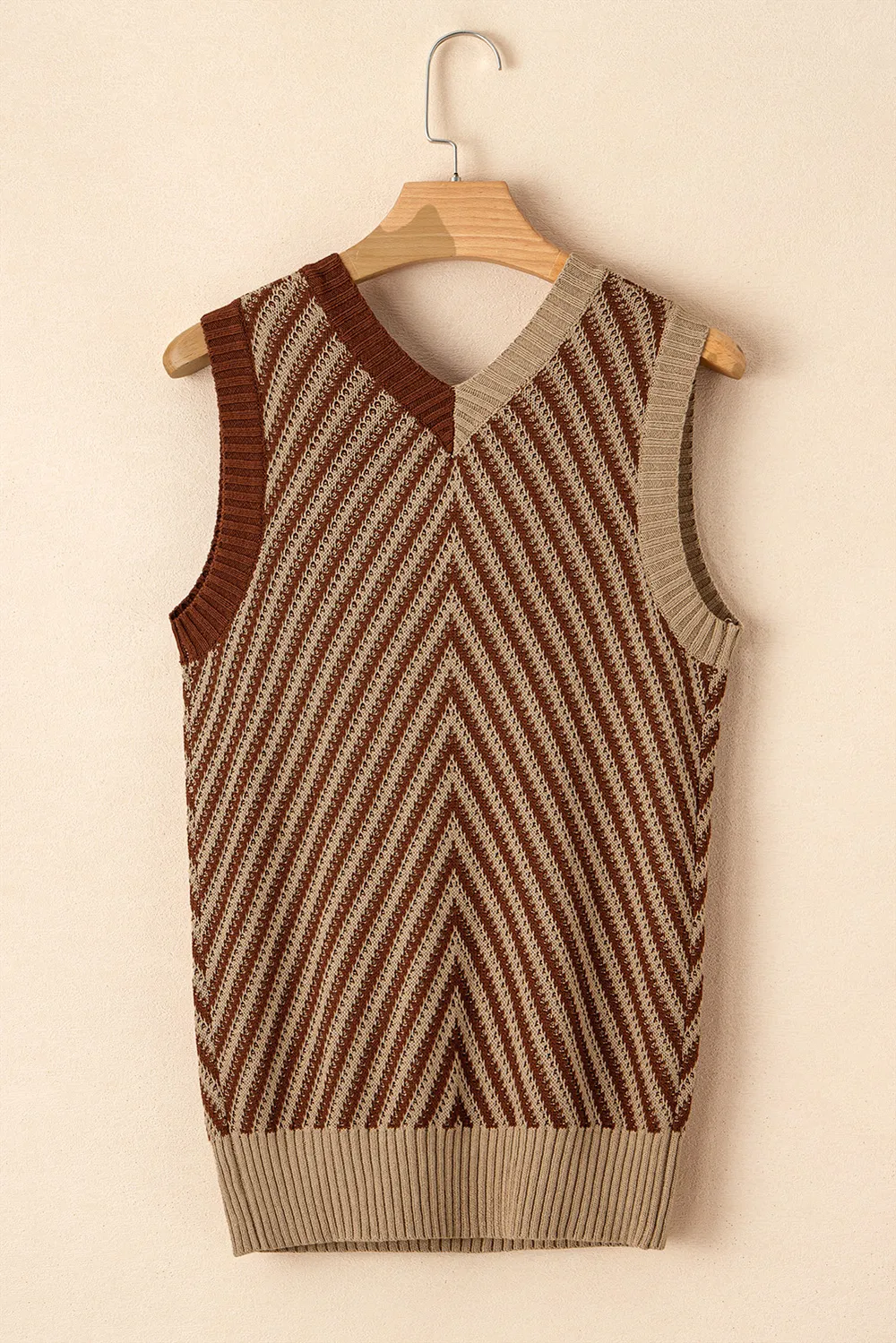 Striped Contrast V-Neck Sweater Vest, image 6