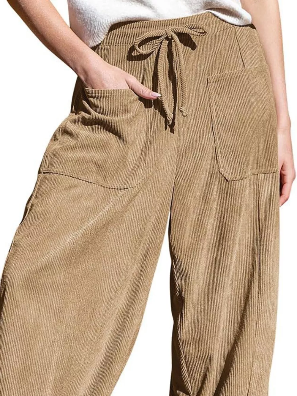 Casual Corduroy Wide Leg Pants with Pockets, image 10