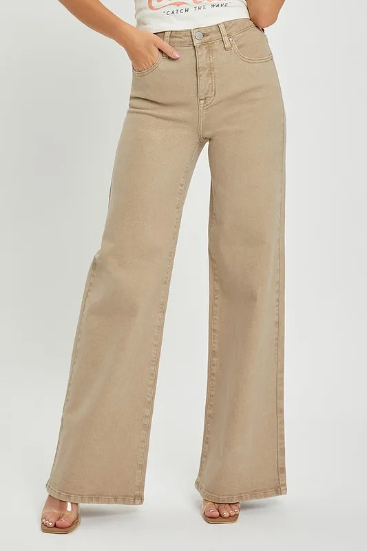 Full Size Tummy Control High Rise Wide Leg Jeans Plus Size