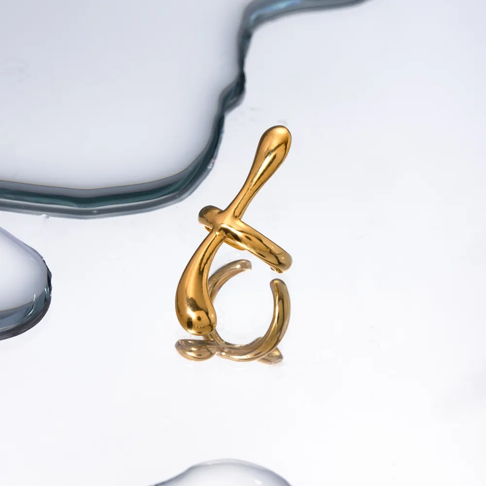 18K Gold-Plated Stainless Steel Cuff Earrings, image 3