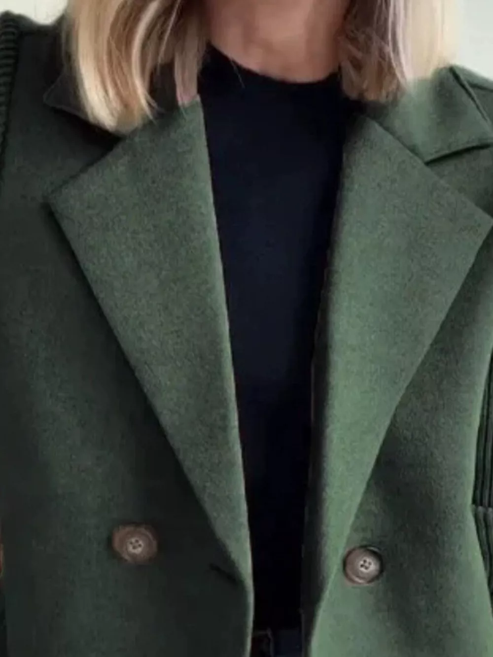 Full Size Knitted Sleeve Wool Blend Double-Breasted Blazer Plus Size, image 21