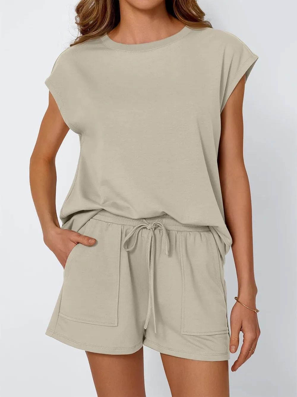 Round Neck Cap Sleeve Top and Shorts Set, image 12