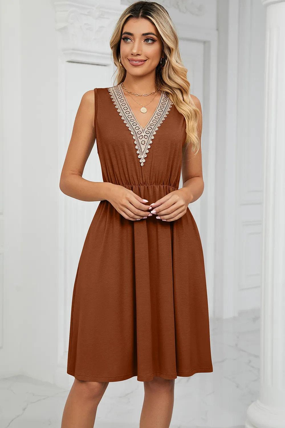 Pocketed V-Neck Wide Strap Dress, image 21