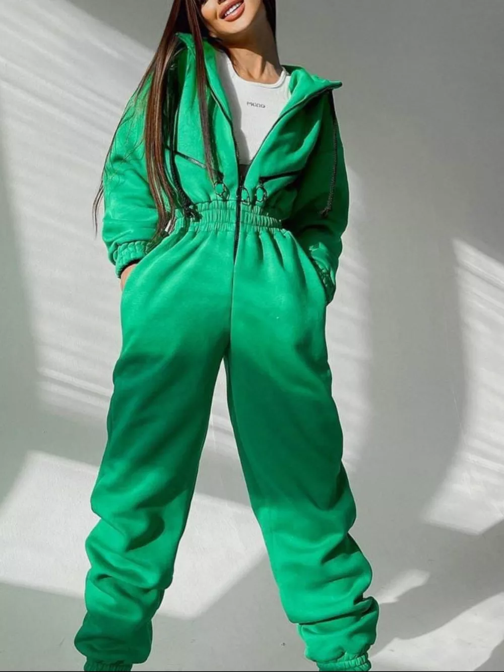 Hooded Zip-Up Long Sleeve Jumpsuit, image 8