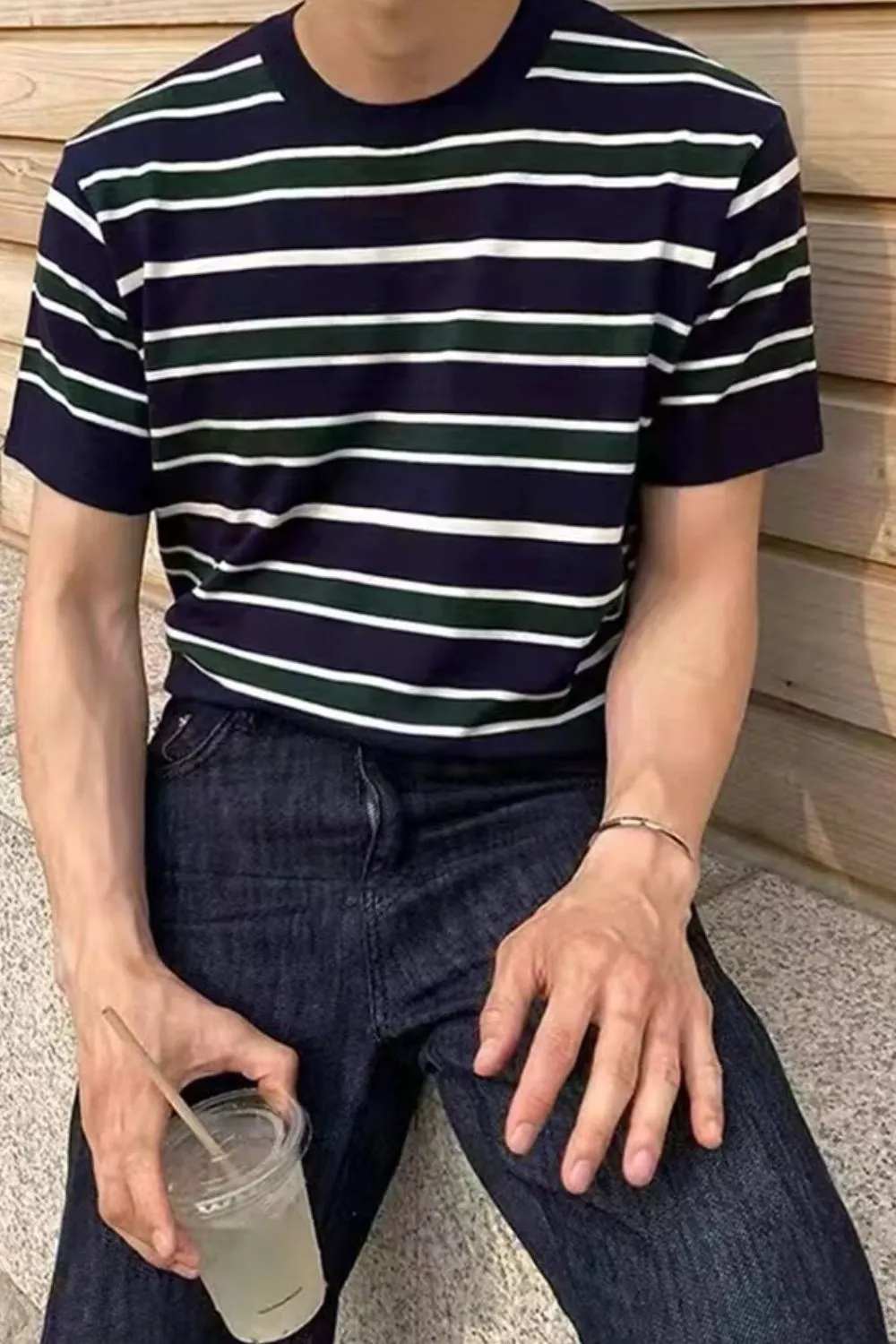 Men's Plus Size Casual Striped Short Sleeve T-Shirt, image 6
