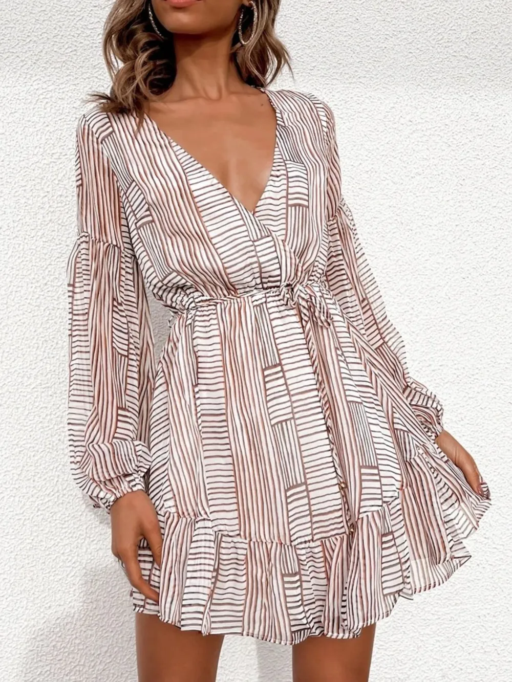 Cutout Back Surplice Long Sleeve Dress, image 4