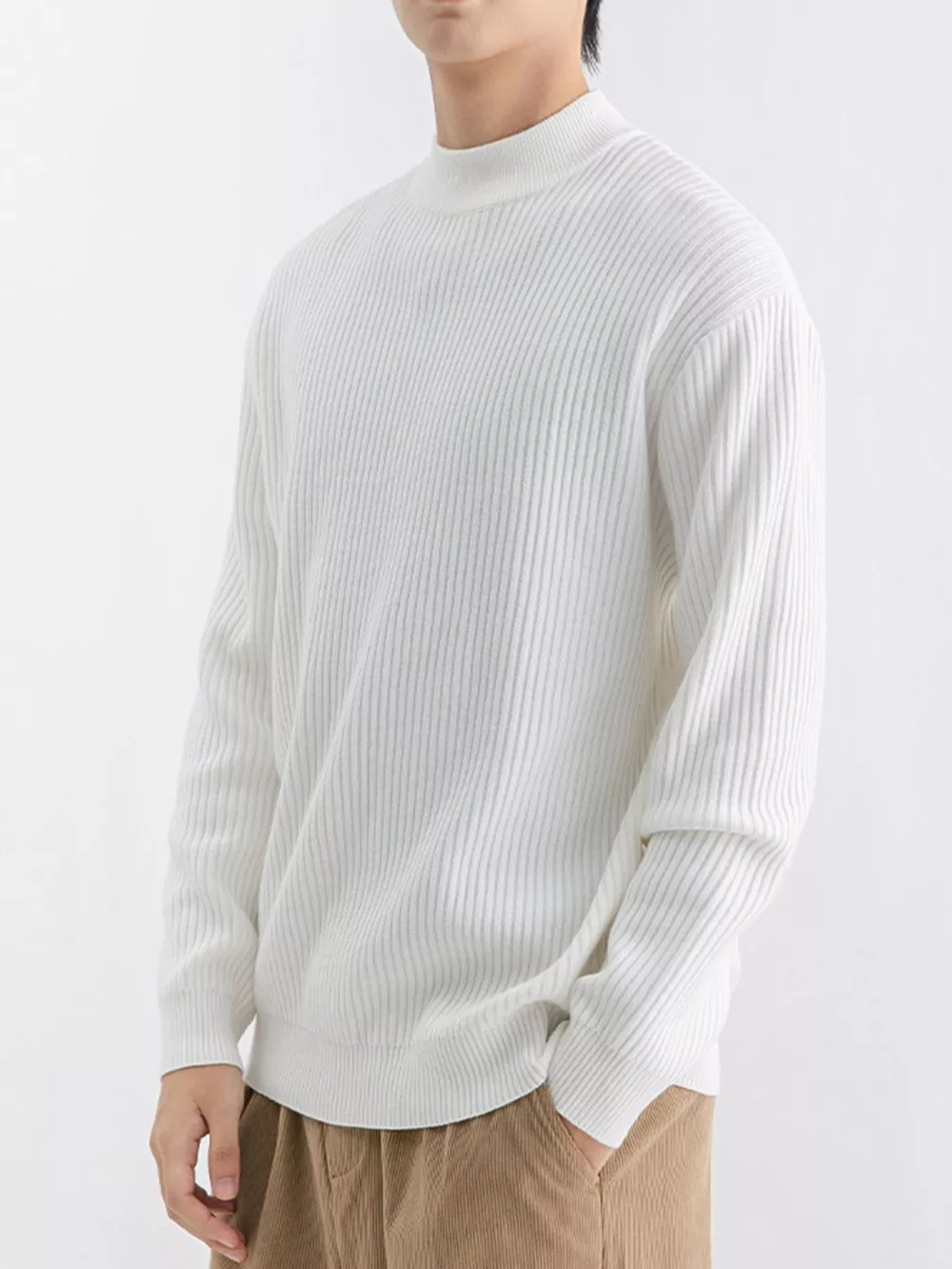 Men's Plus Size Ribbed Mock Neck Sweater, image 9