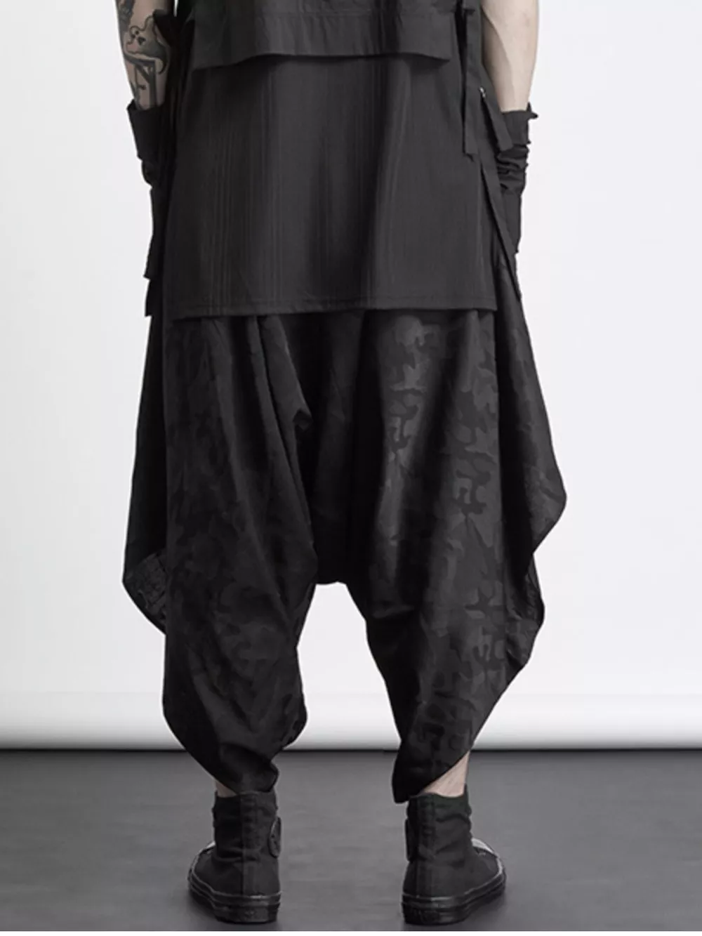 Men's Plus Size Asymmetrical Layered Harem Pants, image 3