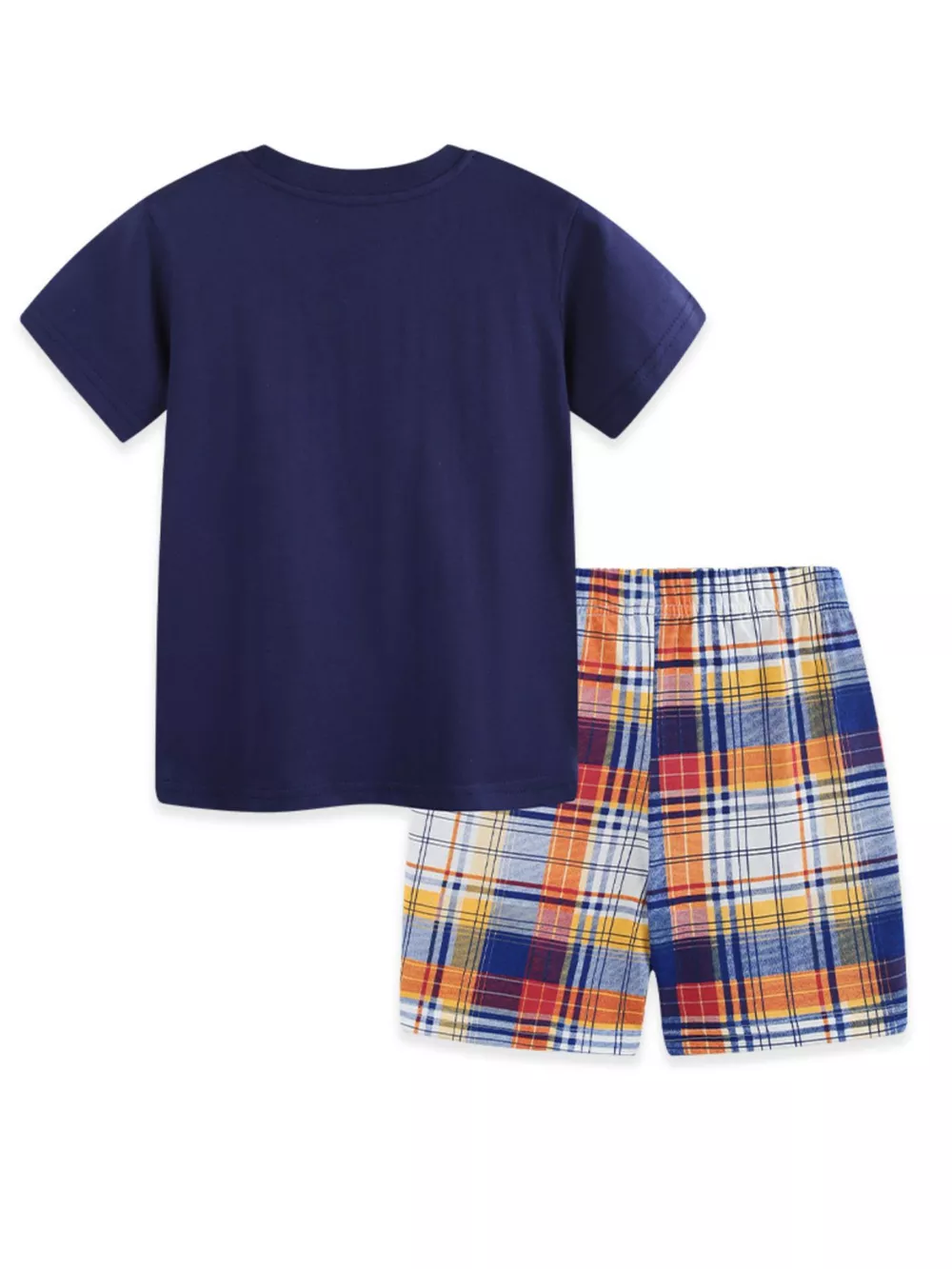 Children's Construction Vehicle Print Tee & Plaid Shorts Set, image 8