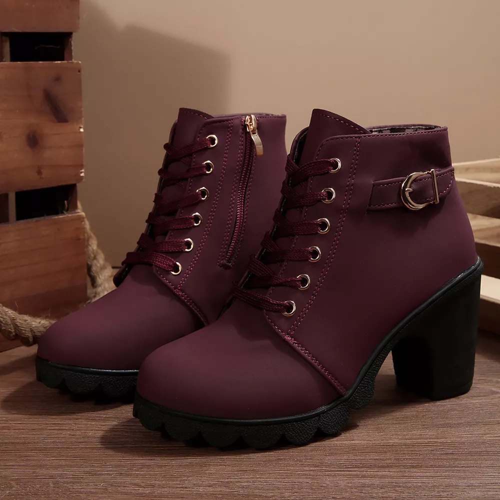 Lace Up Block Heels Boots, image 15