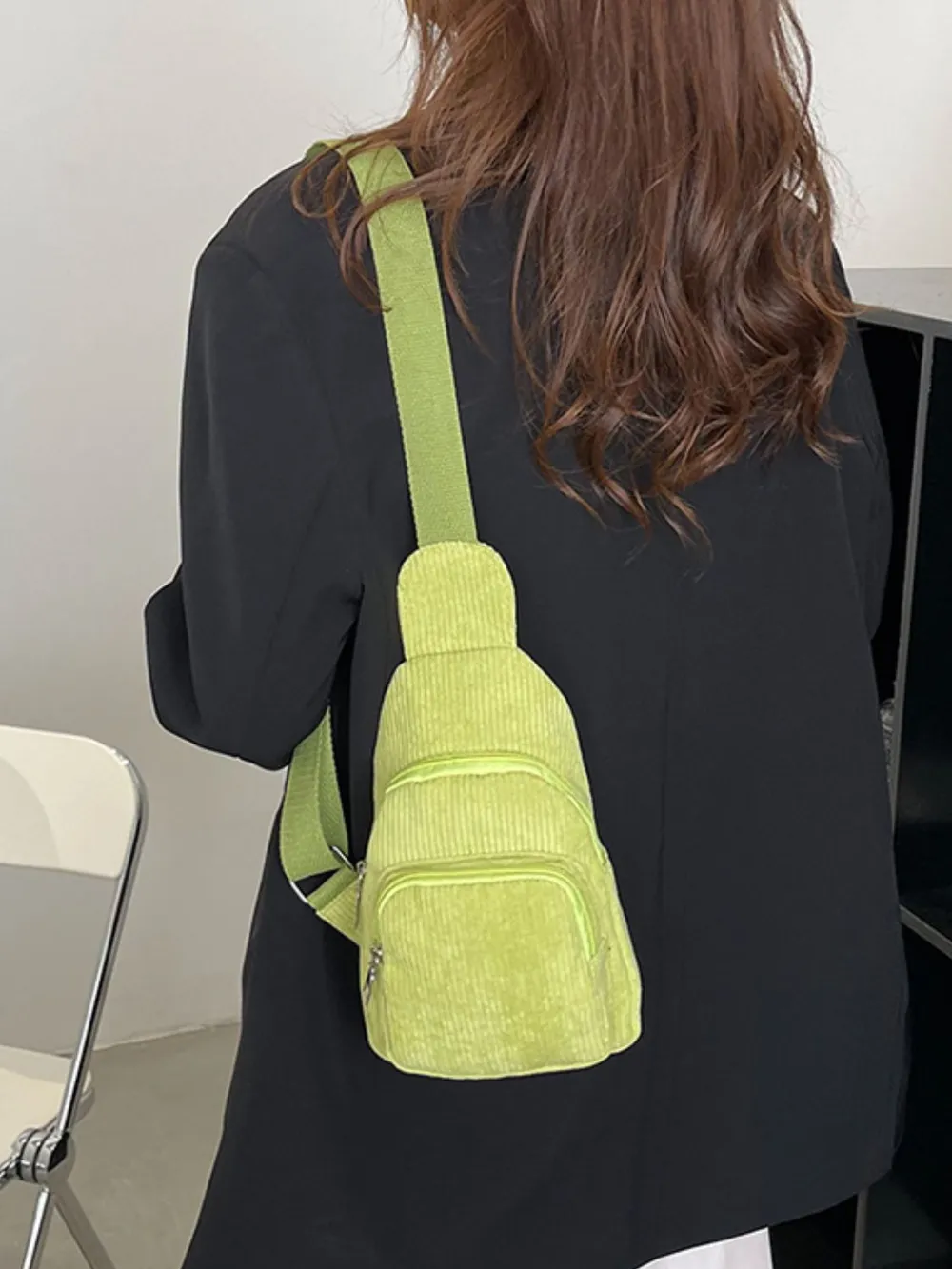 Corduroy Solid Color Crossbody Bag, image 22