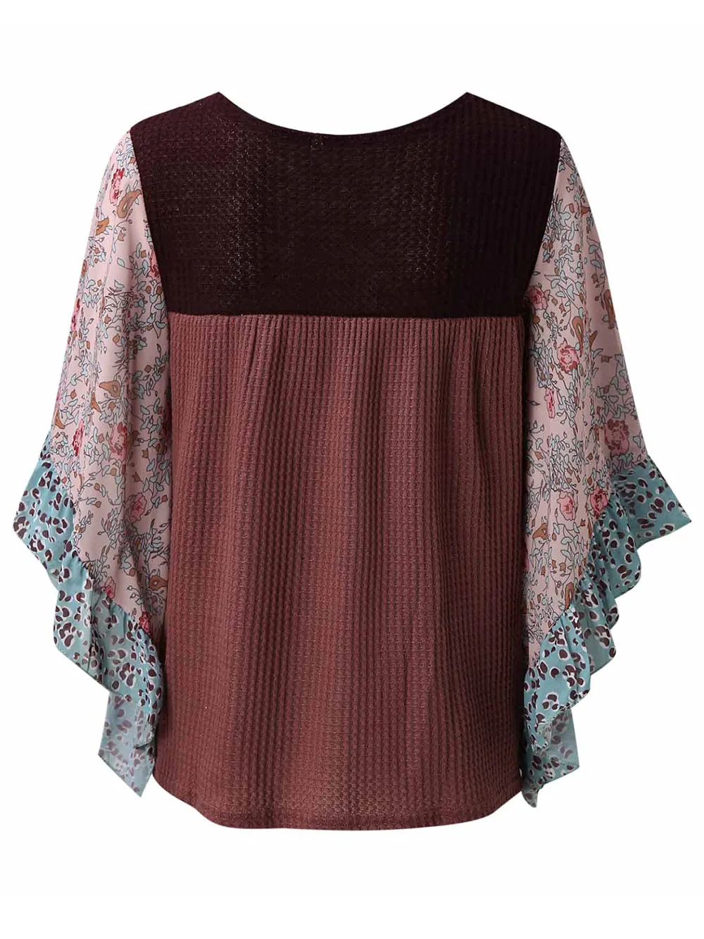Full Size Printed Round Neck Three-Quarter Sleeve Blouse, image 13