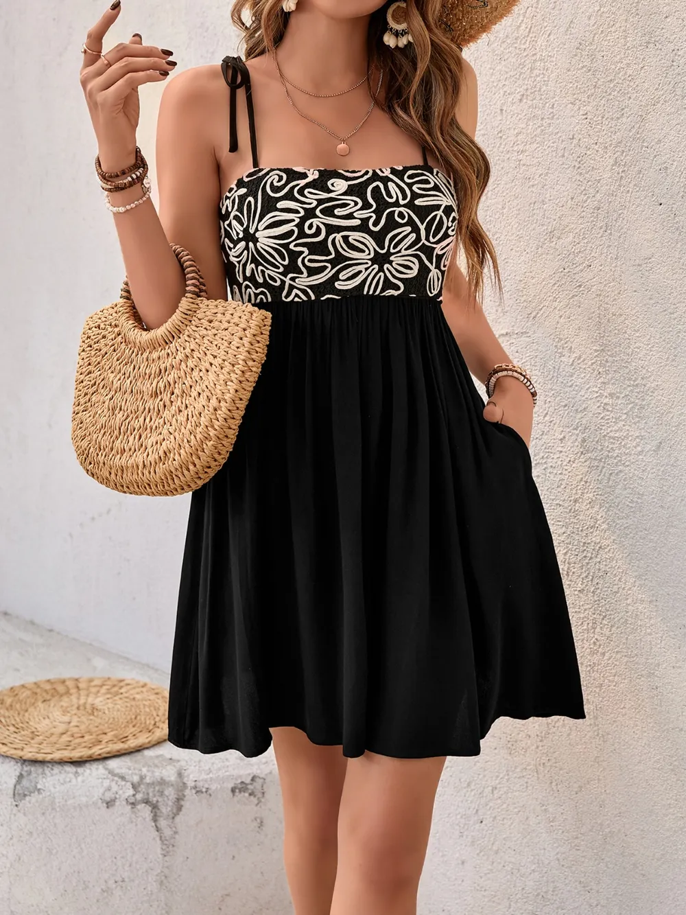 Tie Shoulder Mini Cami Dress, image 5