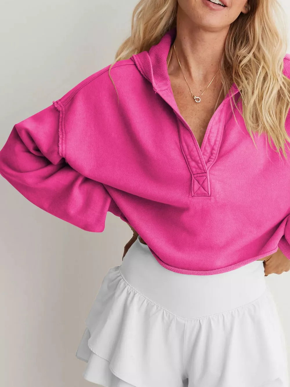 Exposed Seam Dropped Shoulder Hoodie, image 22