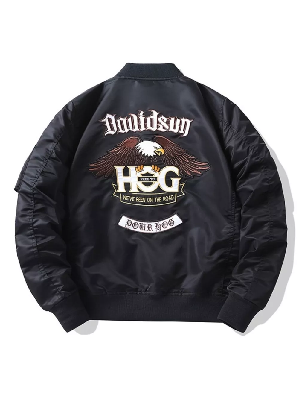 Men's Plus Size Embroidered Zip Up Bomber Jacket, image 5