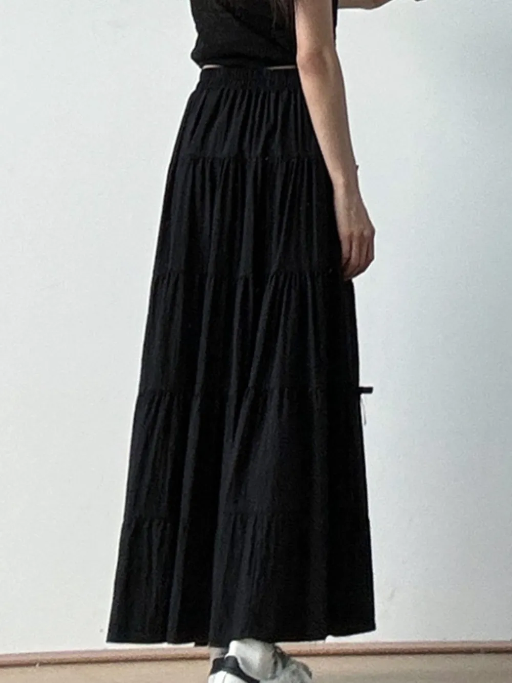 Tiered Elastic Waist Maxi Skirt, image 5
