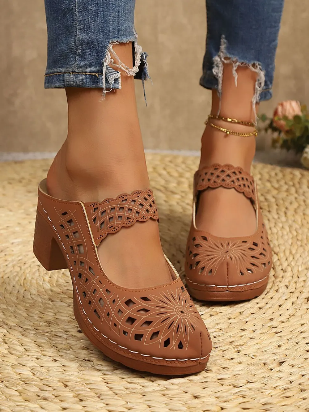 Cutout Block Heel Sandals, image 12