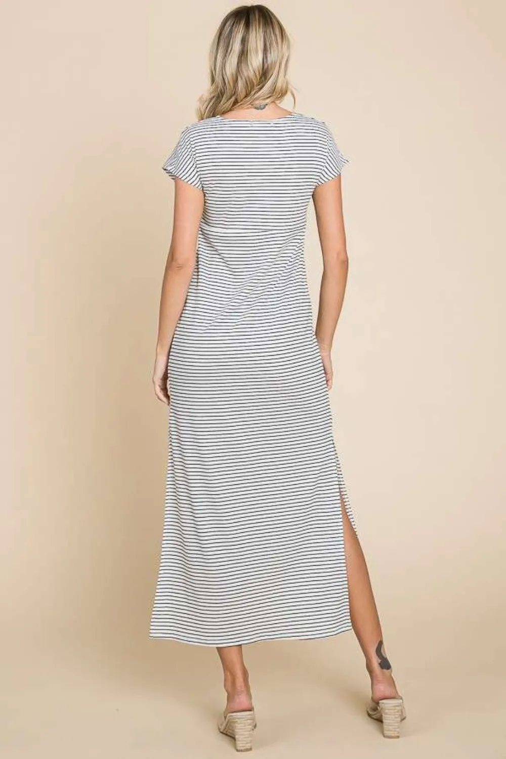 Full Size Striped Twisted Detail Dress, image 3