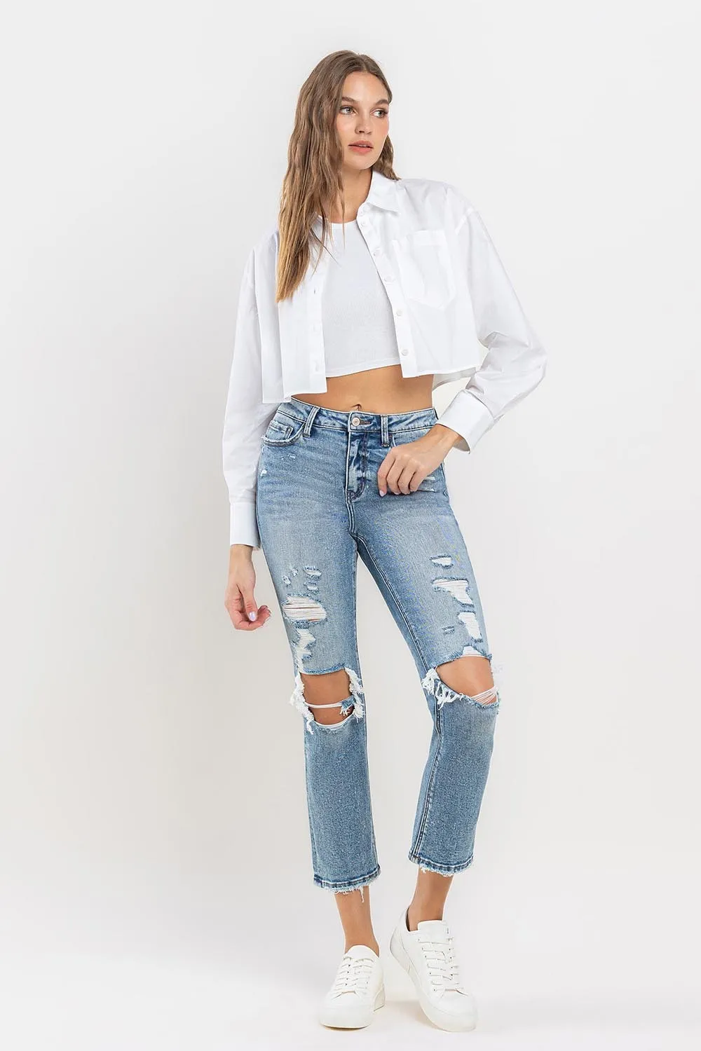 Full Size High Rise Slim Straight Jeans, image 3