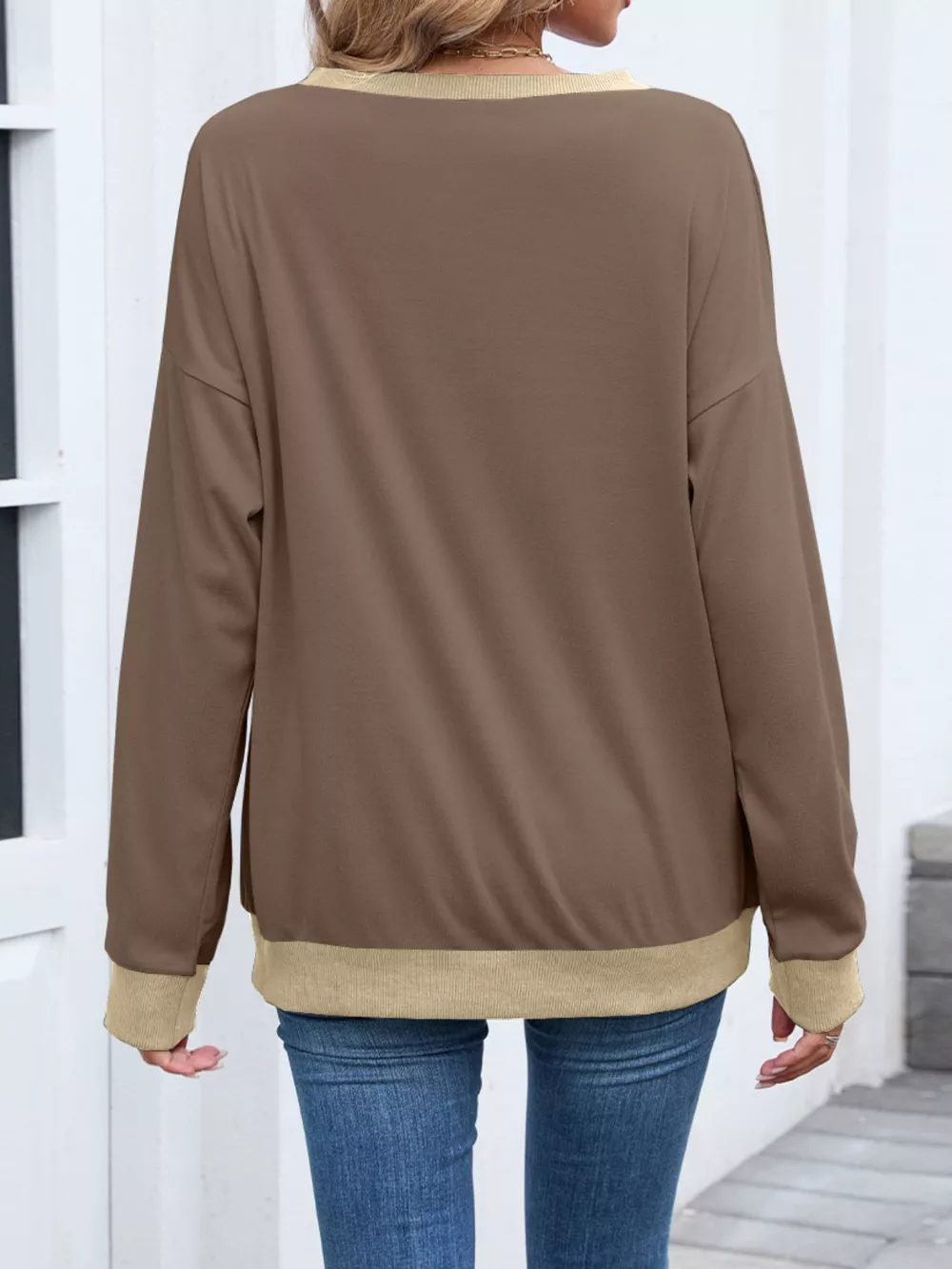 Contrast Trim Long Sleeve Sweatshirt, image 20