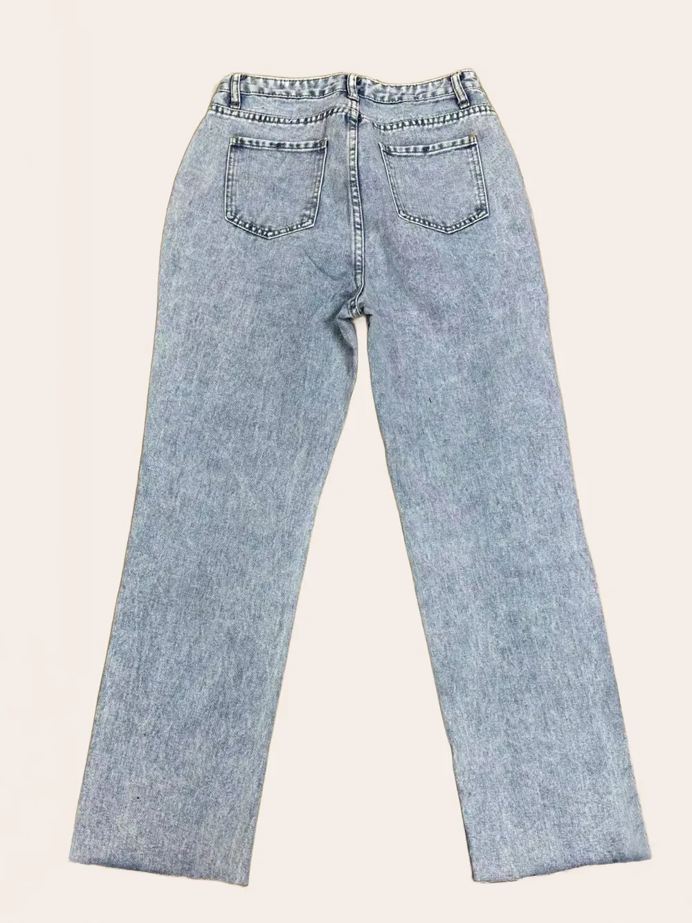 Distressed Straight Leg Jeans with Pockets, image 2