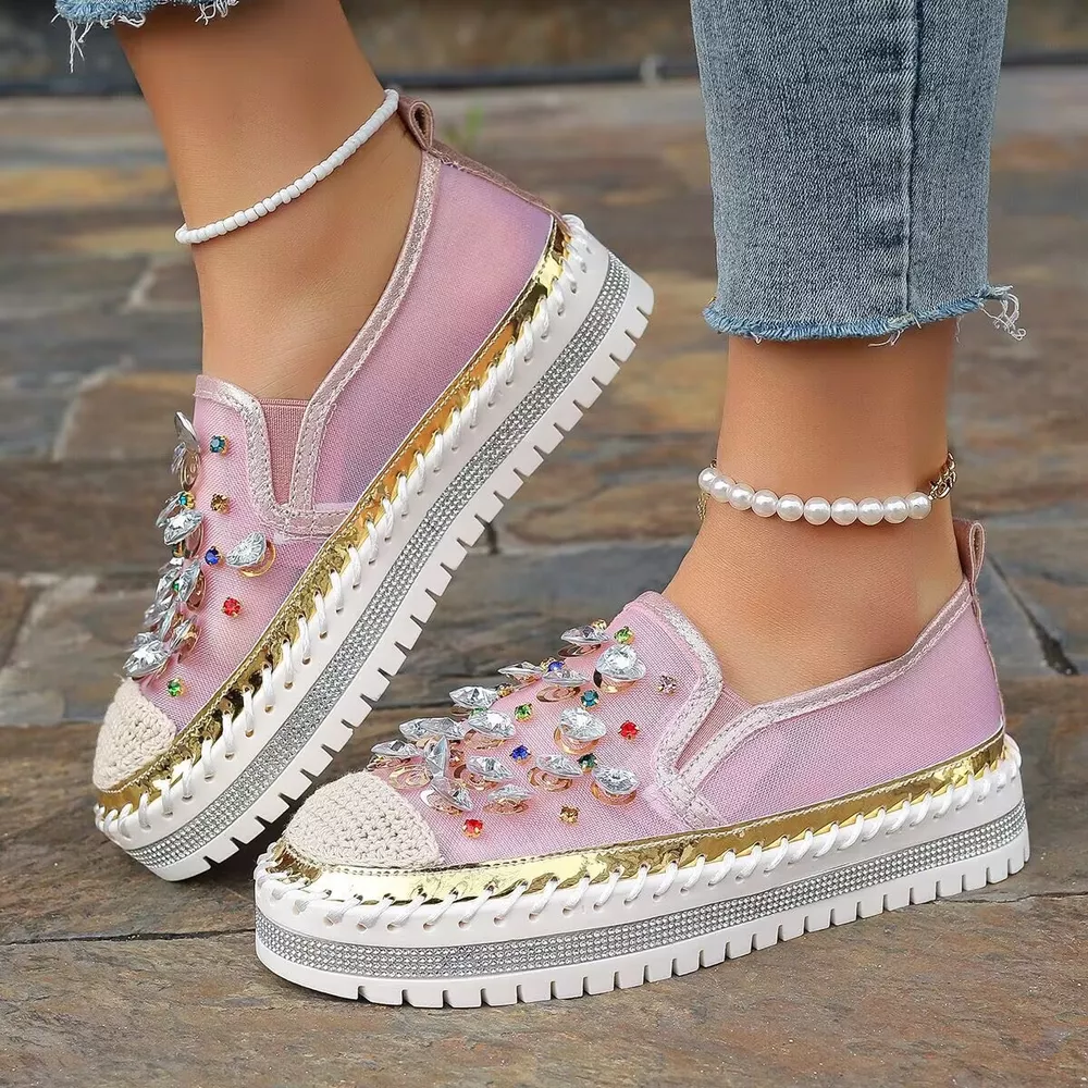 Rhinestone Decor Platform Loafers, image 6