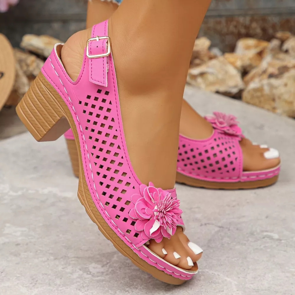Floral Accent Block Heel Sandals, image 15