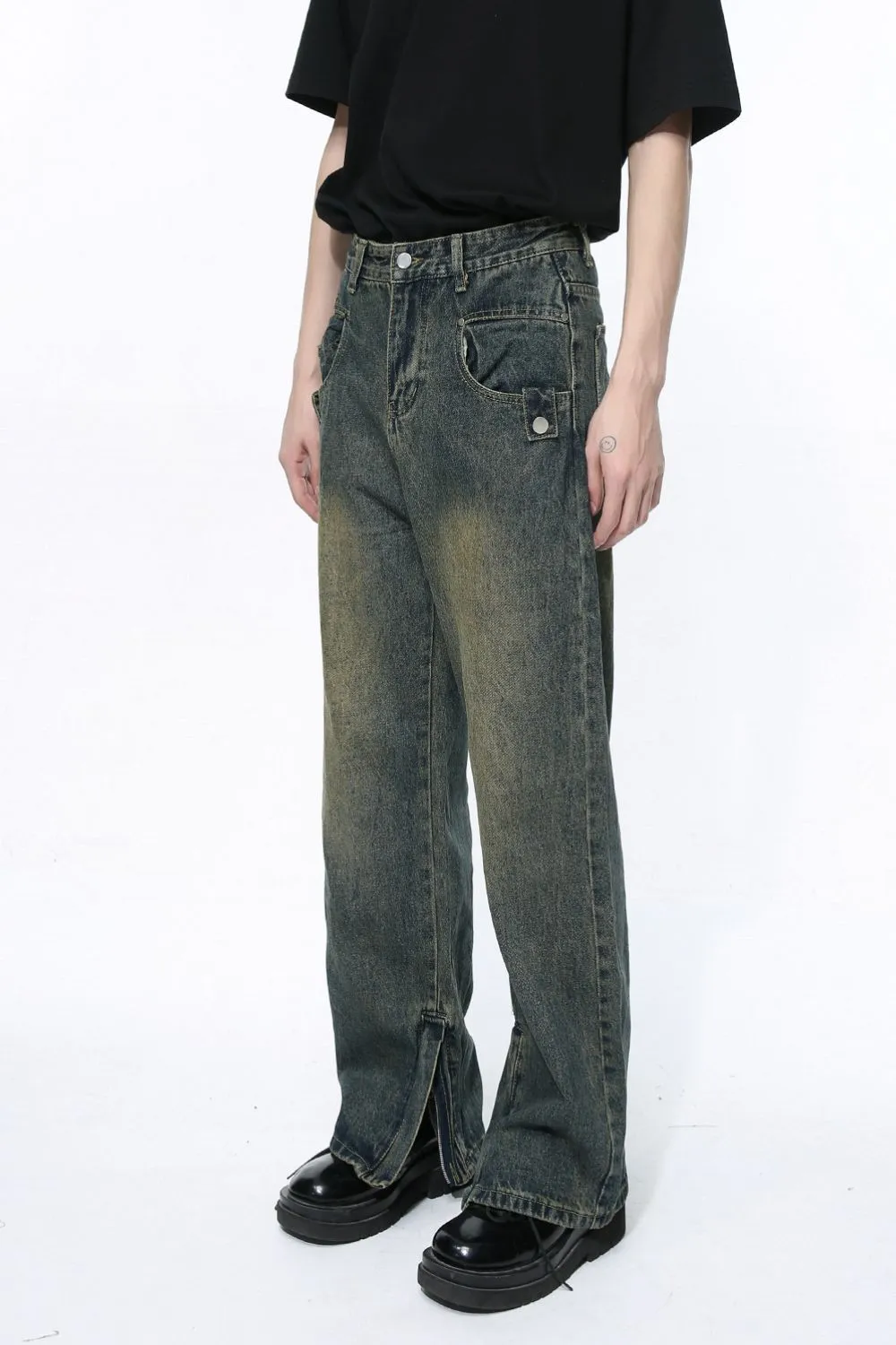 Side Slit Jeans with Pockets, image 2